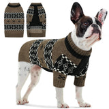 IECOii Male Dog Sweater,Thick Knitted Dog Sweaters for Small Medium Dogs Boy,Mid Neck Knitwear Extra Warm Pullover for Cold Weather,Cozy & Stretchy for Active Dogs, French Bulldog Sweater, Brown, M