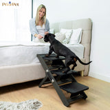 Dog ramp for Couch – Non-Slip, Sturdy Build Foldable Dog ramp – Supports up to 200lbs – Adjustable 7'' to 20'' – Landing Platform Seamlessly Connects – Birchwood Pet Ramp for Small Dogs –Black