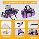 SECLATO Cat Carrier Pet Carriers Airline Approved for Small Dogs Kitten Carrier for Small Medium Animals Under 15lb, Collapsible Soft Sided Travel Carrier, Purple