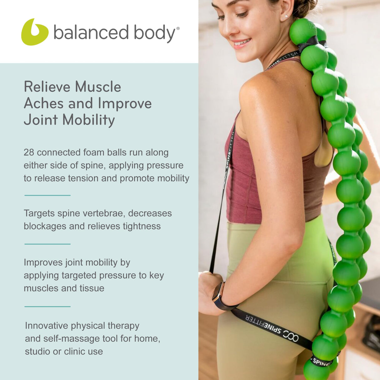 Spinefitter by Sissel, Back Stretcher for Lower-Back Pain Relief, Back-Cracking Device, Back Cracker, Upper- and Lower-Back Stretcher, Back Decompression Device, Lumbar Stretcher, Green