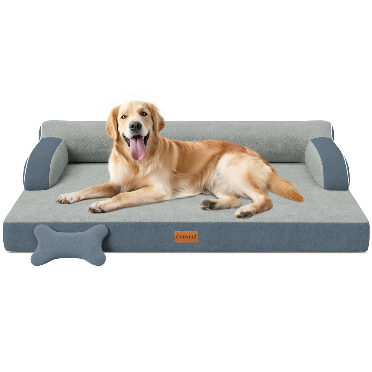 CWAWZ XL Orthopedic Dog Bed, Extra Large Dog Bed, Dual-Sided Pet Cooling Beds with Memory Foam Washable Cover Nonslip Bottom, Waterproof XLarge Pet Couch Beds with Bolsters, Dark Grey