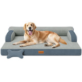 CWAWZ XL Orthopedic Dog Bed, Extra Large Dog Bed, Dual-Sided Pet Cooling Beds with Memory Foam Washable Cover Nonslip Bottom, Waterproof XLarge Pet Couch Beds with Bolsters, Dark Grey