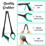 6 Pack Grabber Reacher Tool for Elderly, 32" Foldable Pick up Stick Grabber Long Handy Mobility Aids Lightweight Reaching Tool for Trash Claw Pick up Stick Arm Extension Litter Picker, 5 Color (Black)