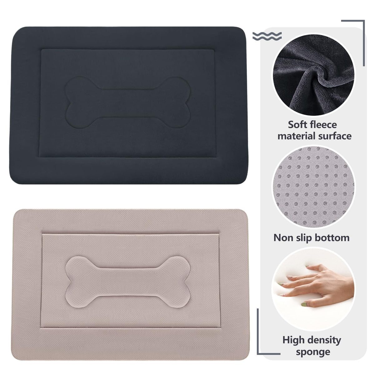 JoicyCo Dog Bed Soft Dog Crate Pad Mat for Medium/Large Dogs, 36 in Non-Slip Bottom Washable Dog Sleeping Mattress Pet Beds Cat Bed Kennel Pad, Dark Gray