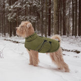 Peferhouse Warm Winter Coat for Large Dogs, Cold Weather Windproof Reflective Jacket With Harness Hole, Thick Vest ArmyGreen L