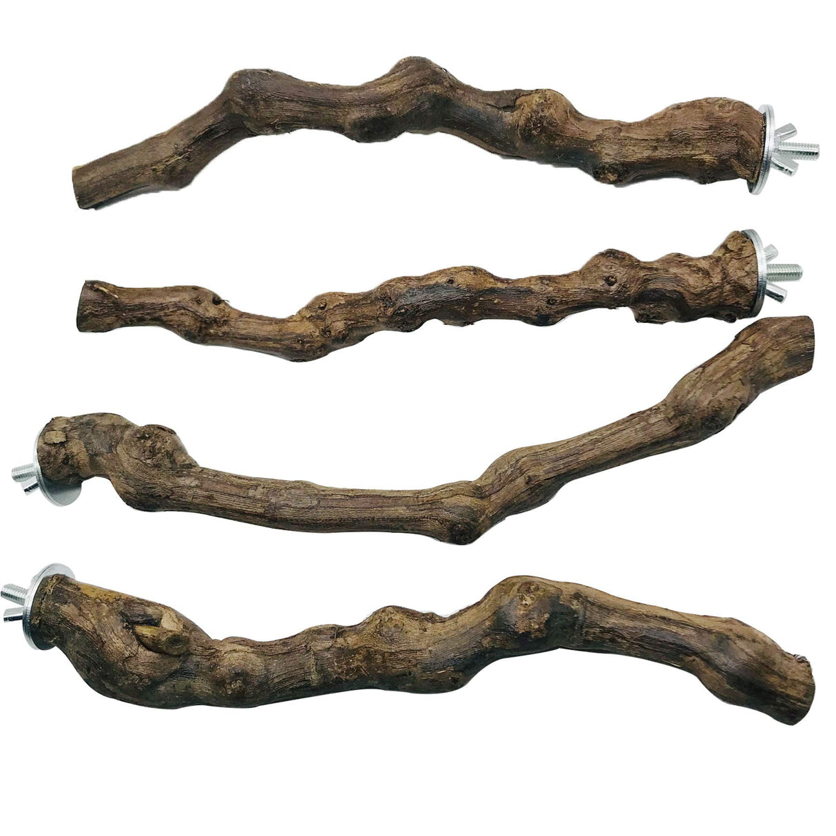 Allazone 5 PCS Natural Grape Stick Perch Swing Chewing Toys for Parrot Cages, Cockatiels, Parakeets, Finches - Bird Standing Stick