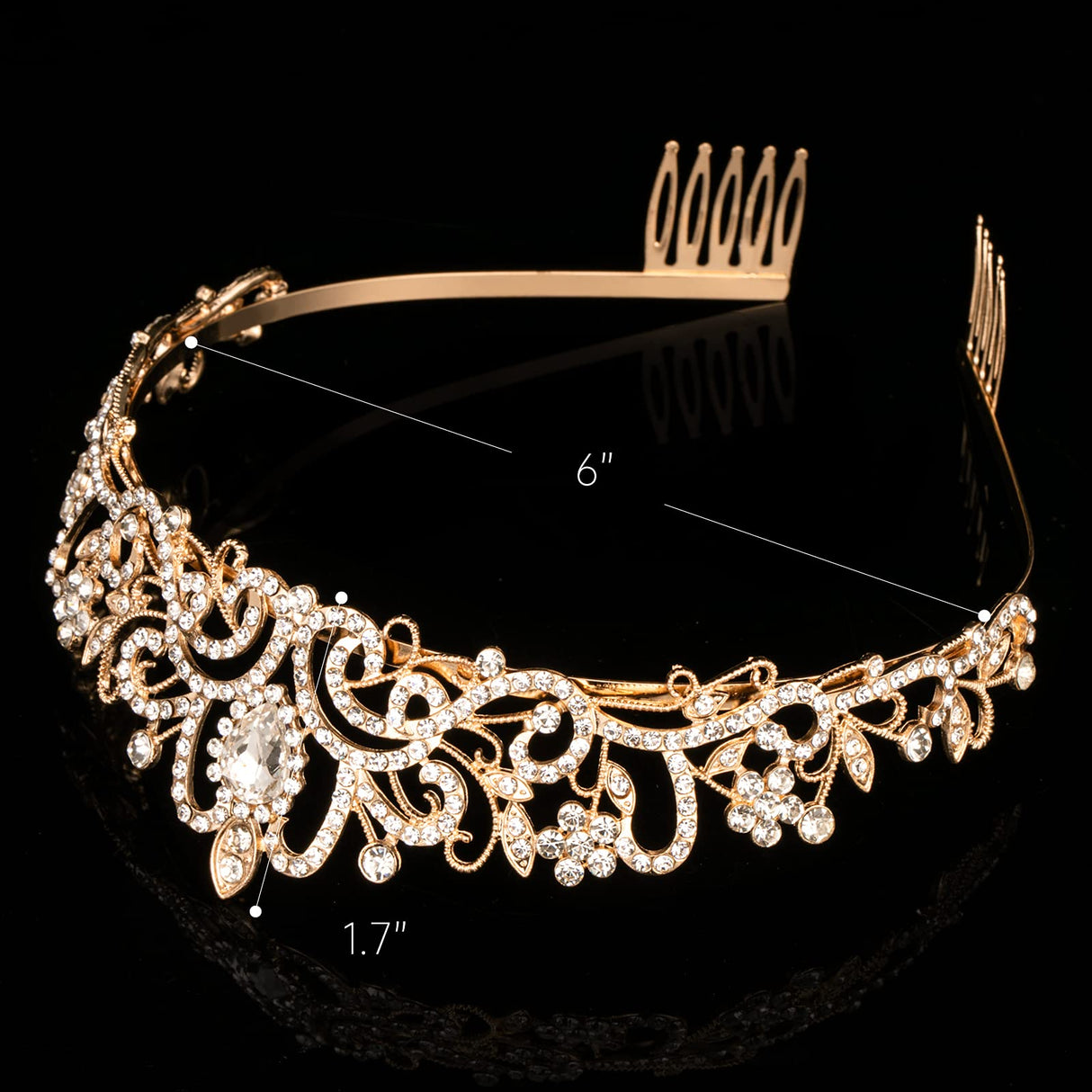 Princess Crown for Women, Crystal Queen Tiaras for Girls Bridal Hair Accessories Gifts for Birthday Wedding Prom, Bridal Party, Pageant, Halloween Christmas Costume (Gold (Pack of 5))