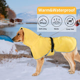 DELIFUR Large Dog Raincoat Waterproof - Adjustable Dog Poncho Raincoat Lightweight Rain Jacket with Soft Lining for Large Dog Yellow (XX-Large)
