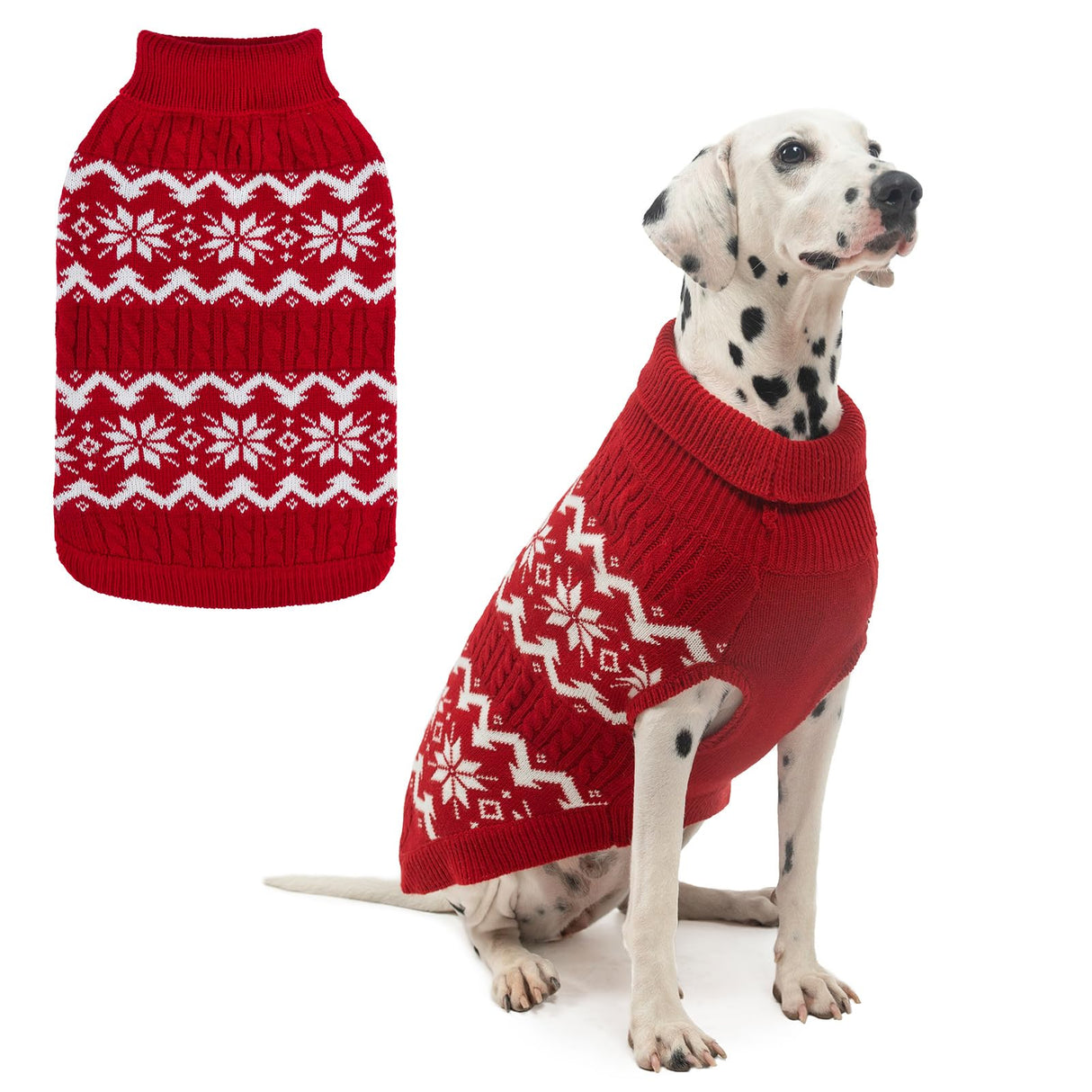 BEAUTYZOO Dog Christmas Sweater for Medium Large Dogs Boy Girl,Thick Warm Winter Turtleneck Pullover Cable Knit Big Dog Sweaters Pitbull Labrador Golden Retriever Clothes Male Female Pet Jacket,Red XL