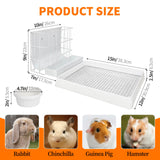 BESNEW 3 in 1 Rabbit Hay Feeder with Litter Box,Upgraded Metal Hay Rack & Litter Tray & Water Bowl,Quick Cleaning,Easy to Install,Bunny Supplies for Rabbit Guinea Pig Chinchilla Small Animals