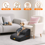 Gimars Extra Wide Sturdy 30D High Density Foam 2-Step Dog Stairs for Sofa, Pet Stair for Small Medium Dog Black