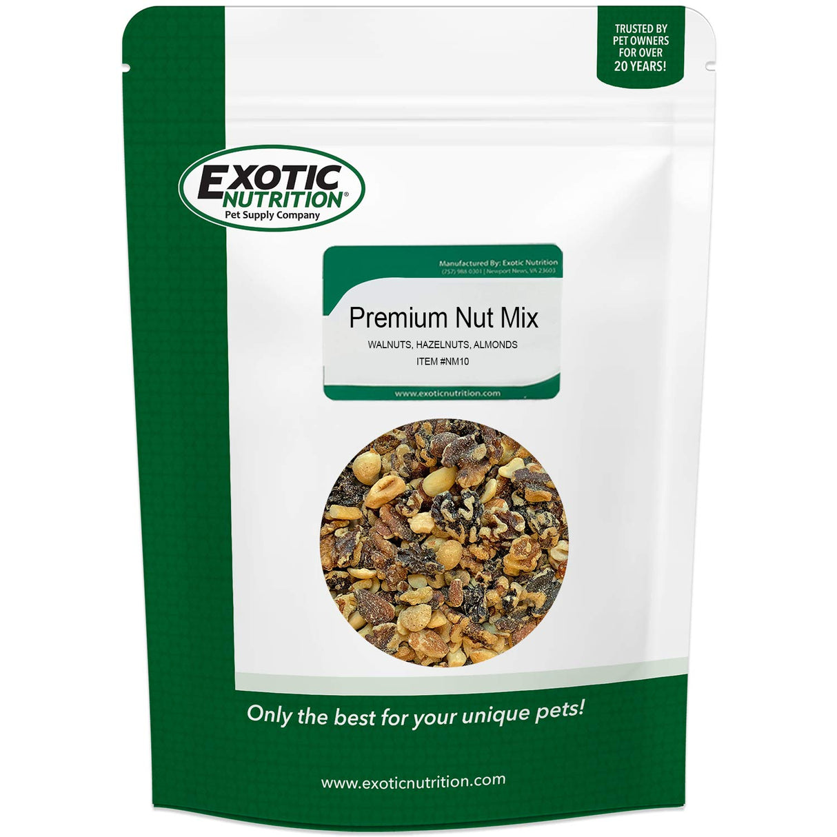 Exotic Nutrition Premium Nut Mix - Unroasted, Unsalted Walnuts, Hazelnuts, Almonds - Food & Treat for Squirrels, Parrots & Other Small Pets (5 lb.)