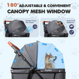 Dog Stroller for Large & Medium Dogs (20–132 lbs), Pet Stroller for 2 Small Dogs, Cat Strollers for 2 Cats, Extra Large Heavy Duty, Foldable & Fully Ventilated Design, Gray