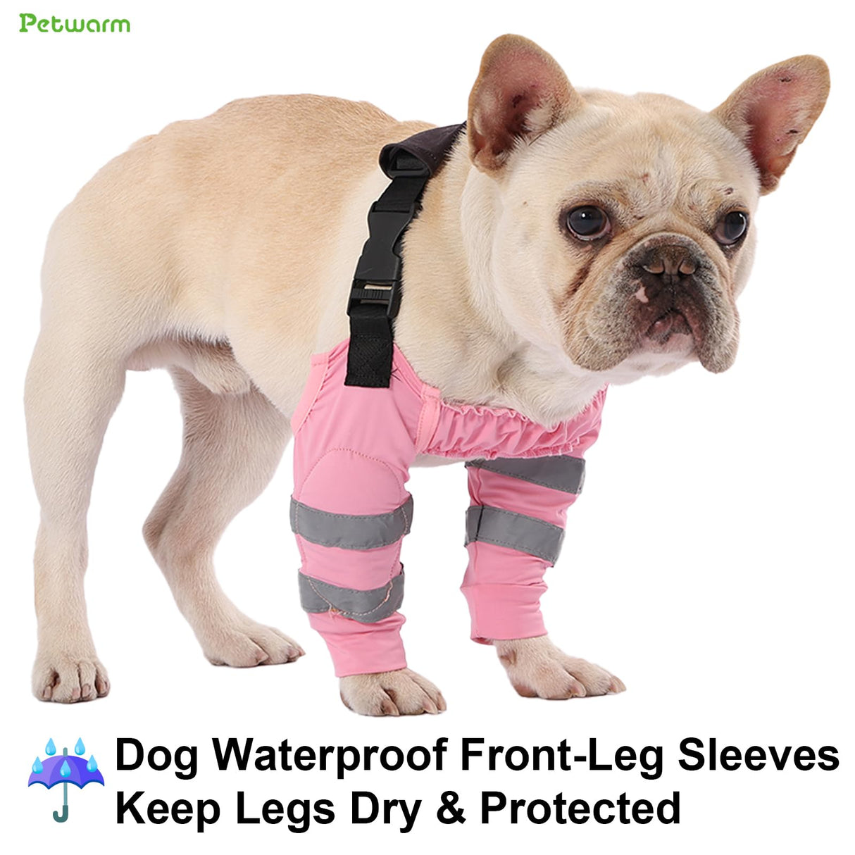PetWarm Dog Front Leg Sleeve, Adjustable Dog Elbow Sleeves with Reflective Strips, Anti-Licking Soft Recovery Sleeve for Dogs, Waterproof Front Leg Protection for Large Dogs, Pink, XL