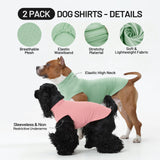 OUOBOB 2-Pack Dog Shirts, Breathable Dog Cooling Vest, Sleeveless Summer Tank Tops, Lightweight Stretchy Vest for Medium Large Extra Large Dogs - (Pink Green) M