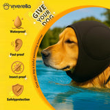Dog Ear wrap Calming Hoodie Ear Wraps, Comfortable Quiet Ears Cover Muffs Plug Waterproof & Adjustable Dog Head Wrap Bonnet for Noise Protection Firework Grooming Bathing Anxiety Thunderstorms