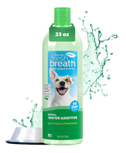 Load image into Gallery viewer, TropiClean Fresh Breath Water Additive for Dogs, Dog Breath Freshener and Teeth Cleaning Solution, No Toothpaste or Toothbrush Required, 33.8oz.
