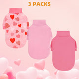 KOOLTAIL Valentine's Day Dog Sweater for Small Dogs, 3 Pack Fleece Puppy Shirt Turtleneck Pullover Clothes with Love Heart Partten, Fuzzy Soft Warm Pet Winter Cold Weather Coat, Girl Boy, Pink S