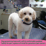 Dog Grooming Belly Straps – Adjustable Grooming Loops with Cute Paw & Bone Pattern Pet Grooming Belly Support Band Table Accessories for Small Medium Large Dogs(Light Pink)