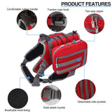 BYGD Dog Backpack for Medium to Large Dogs, Saddle Bag for Dogs to Wear for Hiking, Backpack Harness with Side Pockets for Hiking, Walking, Training, Running (L XL Red).