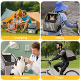 Conlun Cat Backpack Carrier for Small Dogs and Cats Fit Up to 15 Lbs,Small Dog Backpack, Foldable with 3-Side Mesh Windows, Pet Carrier for Travel & Hiking Friendly，Gray