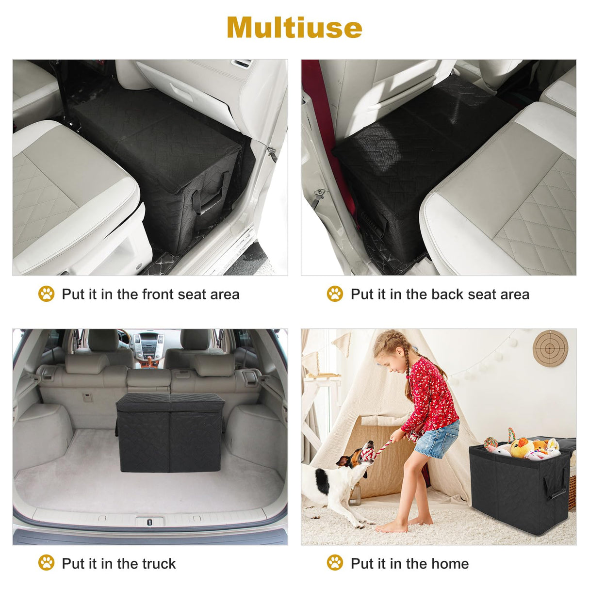 CEMOFE Car Seat Extender for Large Dogs, Front & Back Seat Extender for Dogs up to 200 LBS with Storage for Large Trucks, Gap Filler Prevent Pets from Falling