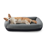 FURTIME Washable Dog Bed Medium Size Dogs, Rectangle Comfy Fluffy Medium Dog Bed, Removable Zipper Cover Machine Wash, Orthopedic Bed Durable Pet Cuddler with Anti-Slip Bottom, 25x21x7 in, Dark Grey