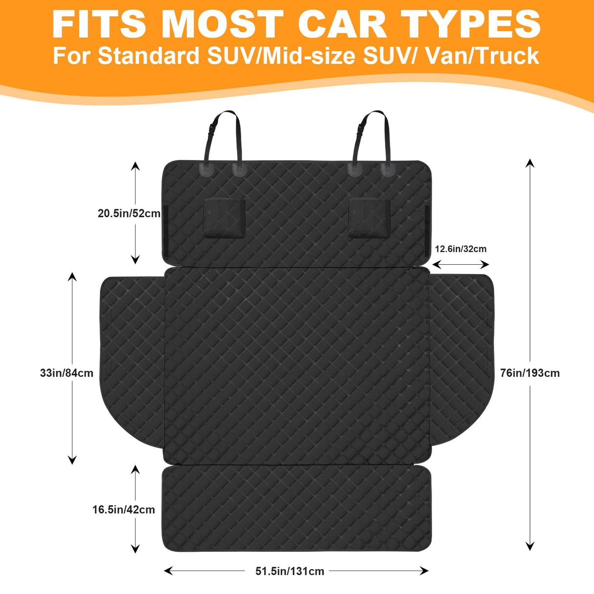 Sanqitara SUV Cargo Liner for Dogs, Waterproof Pet Cargo Cover Dog Seat Mat for SUVs Sedans Vans with Bumper Flap Protector, Non-Slip, Large Size Universal Fit