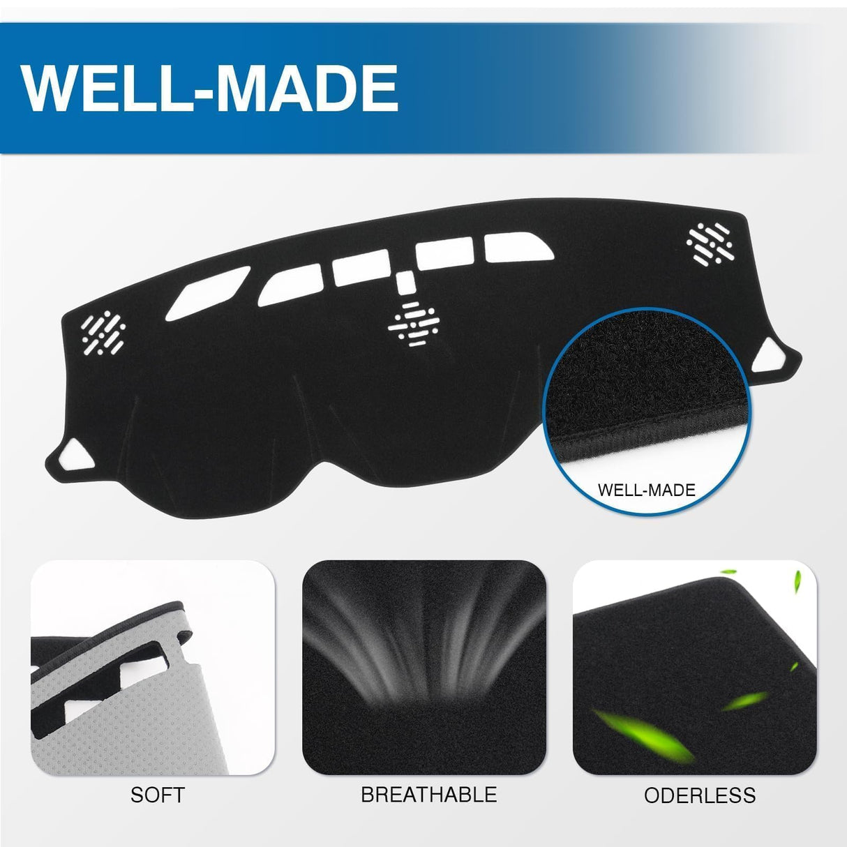 KUST Black Dash Cover for Chevy Chevrolet Traverse 2018-2023 (L, LS, LT,Premier, High Country) Polyester Dashboard Cover Non-Slip Interior Accessories for Traverse Custom Fit Dash Mat