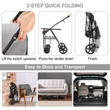 LPOTIUS Double Pet Stroller for Dogs and Cats with 2 Detachable Carrier, Quick-Folding Dog Stroller for Medium Small Dogs Cats, 4 Wheels, Light Gray