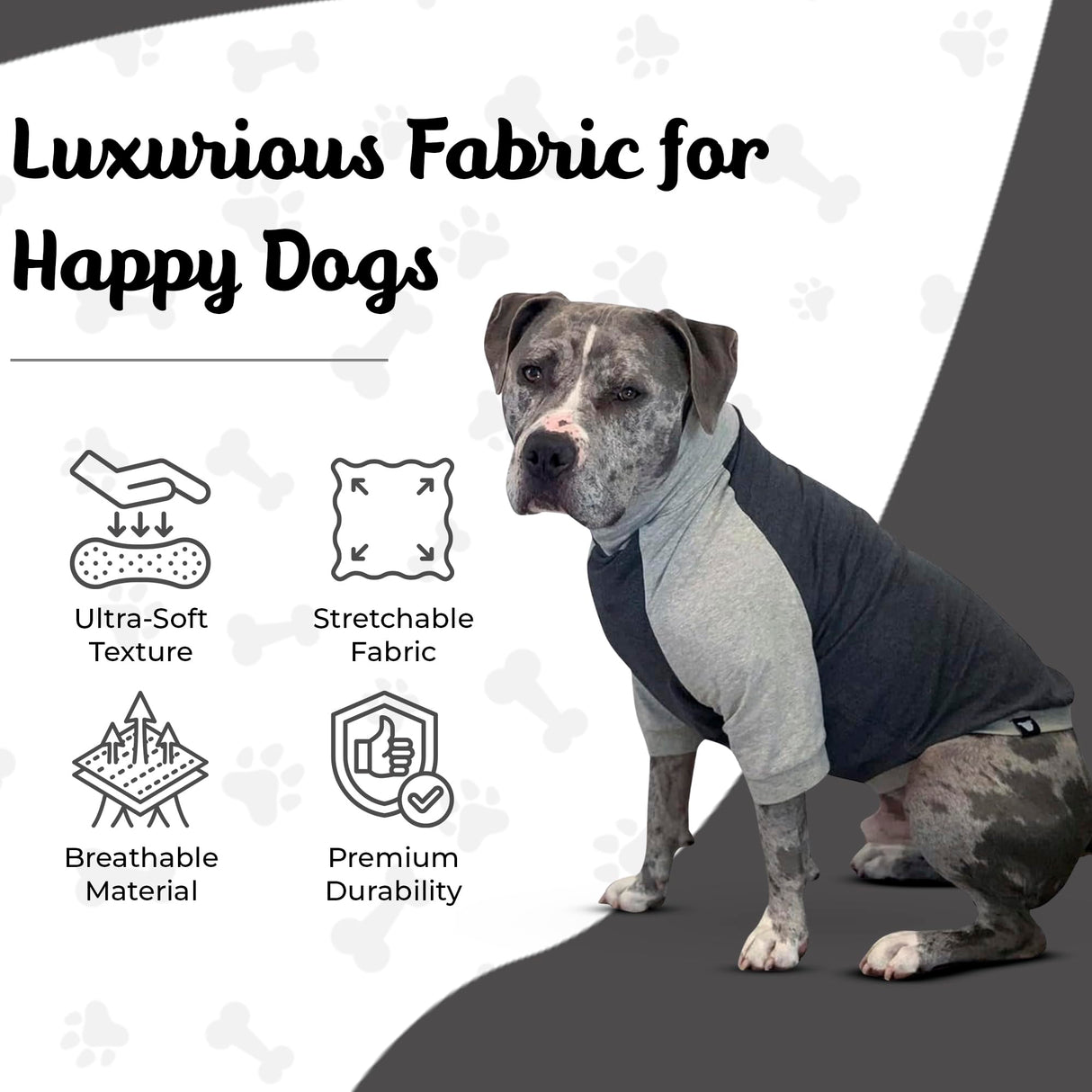 Tooth & Honey Dog Shirt for Medium Dogs – Breathable Cotton & Spandex Pullover with Full Underbelly Coverage – Grey Allergy & Summer Protection (Medium)