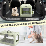 Velupet Zoom Hard Cat Carrier,Dog Crate for Small Dogs,Cat Kennel Clear,Foldable Dog Kennel with Urine Pad Mesh Grid,Ventilation & Hard Plastic Protection Transparent Pet Carrier 20" L,Green