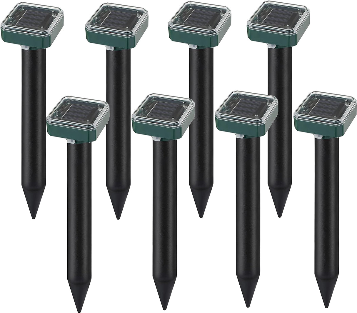 Mole Repellent 8 Pack Ultrasonic Solar Powered Animal Repellent for Outdoor Lawn Garden for Snakes, Moles, Gophers, Groundhogs, Voles and Other Burrowing Rodents