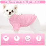 2 Pieces Dog Sweater Fleece Dog Winter Clothes for Small Dogs Boy Girl Turtleneck Puppy Sweatshirt Pet Clothing Pullover Sweaters Cat Apparel (Beige+Light Pink, Large)