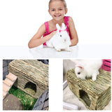 HERCOCCI Extra Large Grass House for Rabbit, Foldable & Comfortable - Small Animal Hut Play Hideaway Bed Hay Mat Chew Toy for Bunny Guinea Pig Hamster Chinchilla (2 Pack)