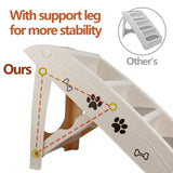 LEMY Non-Slip Foldable Steps Stairs for Dogs and Cats, 4-Step Portable Indoor Outdoor Pet Steps Ramp for Bed, Couch, Car, Tan