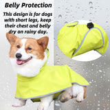 Luccalily Dog Rain Jacket with Hood for Small Pet, Waterproof Raincoat with Reflective Strip，Adjustable Belly Strap Protection, Lightweight Poncho (X-Small,Light Green)