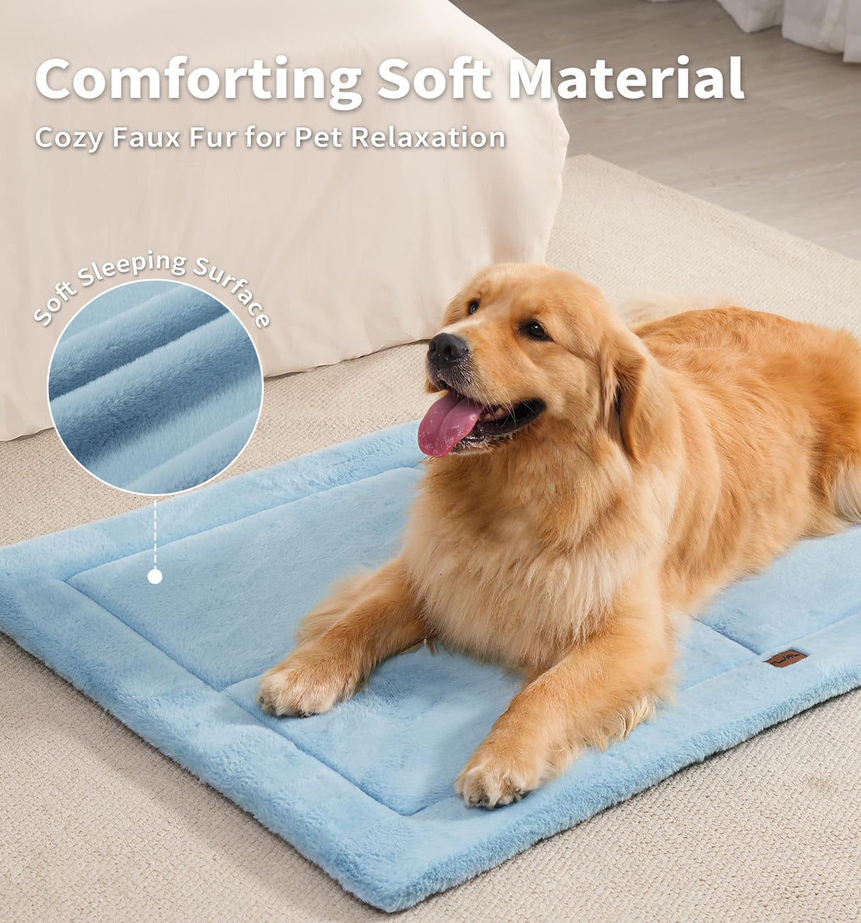 MADE 4 PETS Dog Crate Pad Bed for Medium Dogs, Washable & Reversible, Anti-Slip Kennel Mat for Cozy Sleeping, Soft Fluffy Dog Bed for Indoor & Outdoor Use, 29"x21", Blue
