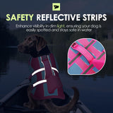 SUNFURA Dog Life Jacket - Shark Dog Life Vest for Swimming Boating, Reflective Lifejacket with High Buoyancy and Rescue Handle, Adjustable Lifesaver for Small Medium Large Breeds, Blue Pink M