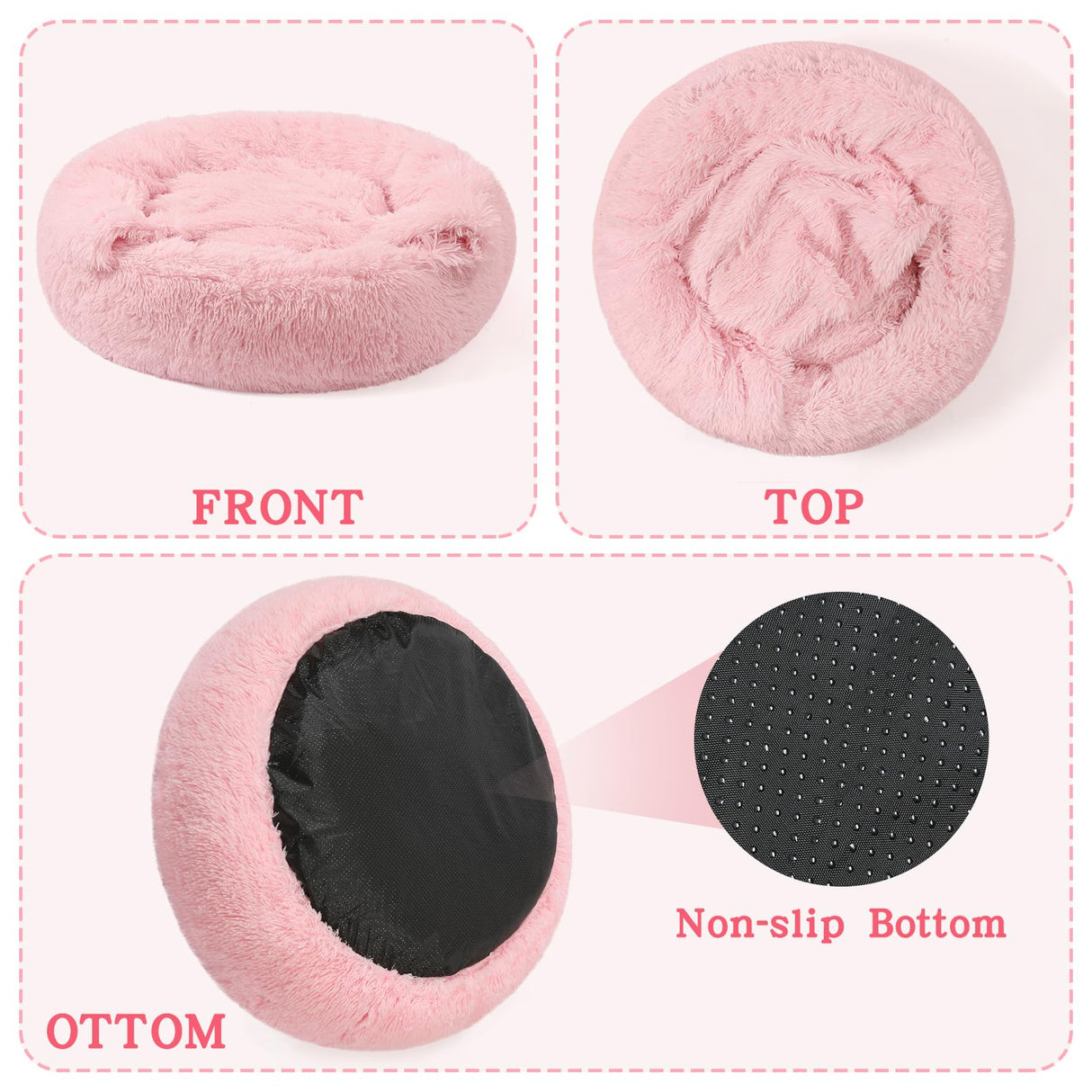 NOYAL Calming Dog Bed for Anxiety, Hooded Donut Cave with Blanket, Plush Fluffy Washable Pet Bed for Small Medium Dogs & Cats