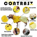 MAMORE Dog Raincoat, Waterproof Rain Jacket for Small Medium Large Dogs, Windproof Reflective Adjustable Breathable Pet Rain Coat with Storage Pocket and Leash Holes (Mineral Yellow, Medium)