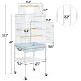 Yaheetech Play Open Top Parrot Bird Cages for Sun Parakeet Cockatiel Green Cheek Conure Lovebird w/Detachable Rolling Stand, White