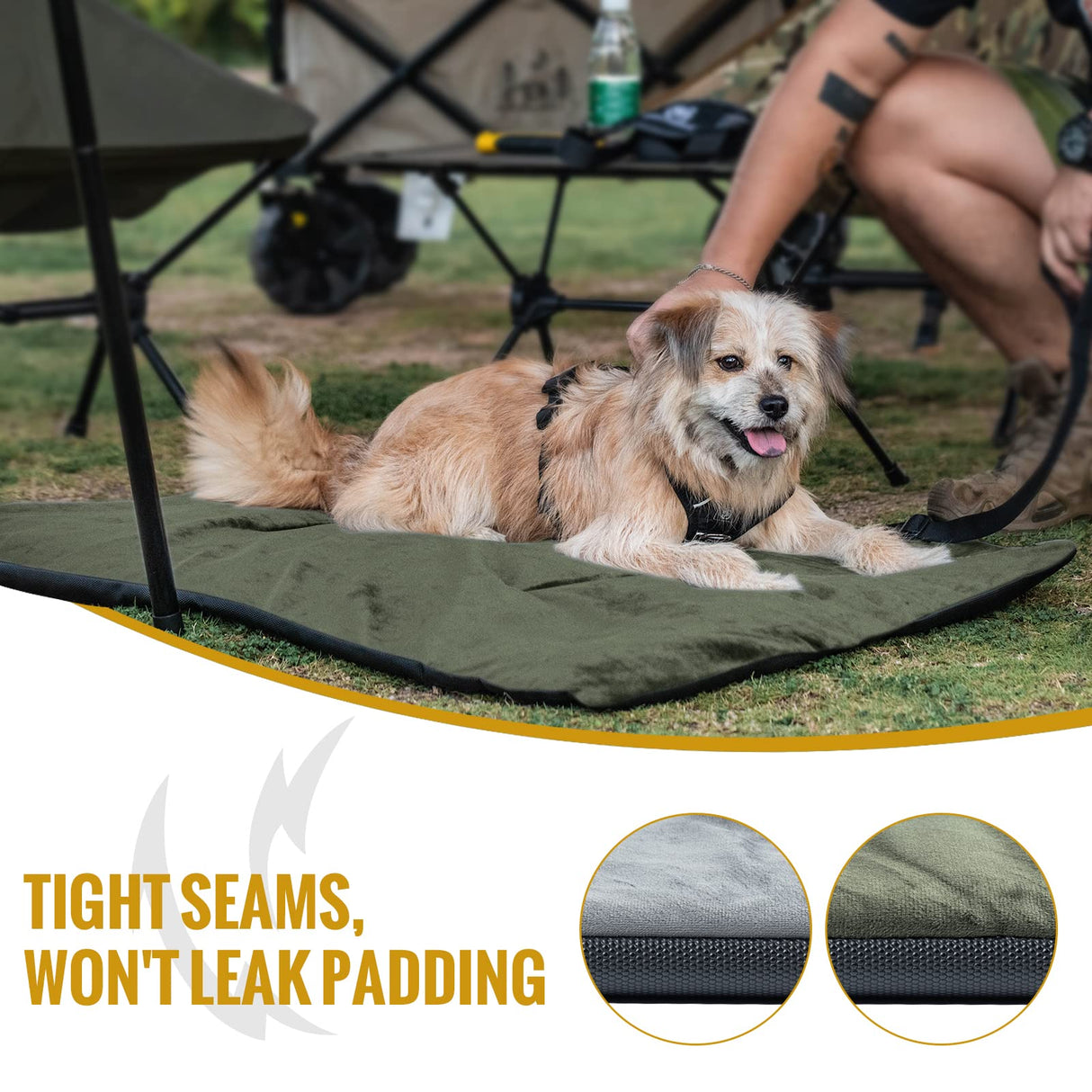 ONETIGRIS Travel Dog Bed - Portable, Washable, Waterproof Anti-Slip Dog Camping Bed, 3.6ft by 2.2ft Outdoor Indoor Bed Mat Cushioned Plush Warm Puppy Mattresses