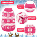KOOLTAIL Cable Knit Valentines Dog Sweater Turtleneck, Cold Weather Pullover Classic Knitwear, Snowflake Pattern Thick Warm Winter Pet Clothes, Dog Sweater for Small Medium Large Dogs Girl, Pink S