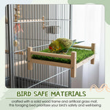 AceOrbit Bird Foraging Bed with Grass Mat 9.06 x 7.87 x 3.94 Inch Parrot Foraging Toy Hammock Bed Wood Frame Easy Install with Hardware Kit for Small Birds Cage Enrichment