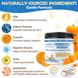 Probiotic Powder for Dogs with Pumpkin, Prebiotics & Digestive Enzymes, 6 Billion CFUs Dog Probiotics for Digestive Health, Diarrhea & Itchy Skin Relief, Chicken Flavor, 90 Scoops