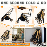 PawLuxe Dog Stroller, 4 in 1 Detachable Carrier & Car Seat, All-Terrain Wheels with Shock Absorption, Dog/Cat Strollers for Small/Medium Pets Up to 44 lbs, Lightweight Portable Foldable,Black