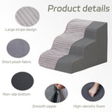 Laojin Balhen Dog Stairs for Small Dogs and Cats 18" H, High Density Support Foam Dog Steps Ramp for Bed and Couch, Pet Stairs with Non-Slip Bottom and Remove Washable Cover, 4-Step Pet Steps, Grey