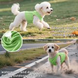 Idepet Waterproof,Oilproof & Stainproof Dog T-Shirt 2 Pack Durable Pet Clothes for Outdoor Activities,Easy to Clean, Breathable, Lightweight Summer Vest for Small to Medium Dogs(Green&Pink,S)