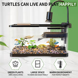 (Tank + Light +Pump + Filter + Filter Balls) Turtle Tank Kit, Turtle Tank Starter Kit,Bottom Drainage, Multi-Function Areas for Turtles, Crabs,Fishes, Amphibians,Reptiles. (21.65 x 12.28 x12.28 Inch)